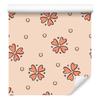 Wallpaper Small Flowers Cream, Beige and Peach for Living Room and Bedroom 50x1000