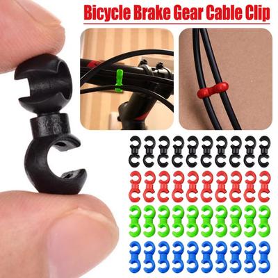 10pcs S Style Bike Brake Derailleur Cable Clips, Rotatable 360° Hose Guide Line Hook, for MTB Road Folding Bicycle Accessories