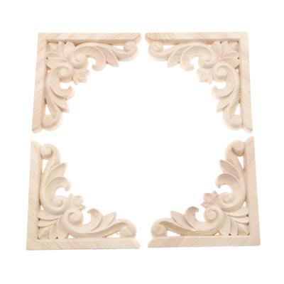 Furniture Applique 6/8CM Wood Carved Corner Onlay Unpainted Frame Decal for Wall Cabinet Door Bed Dresser Mirror Decor 4/1 PC