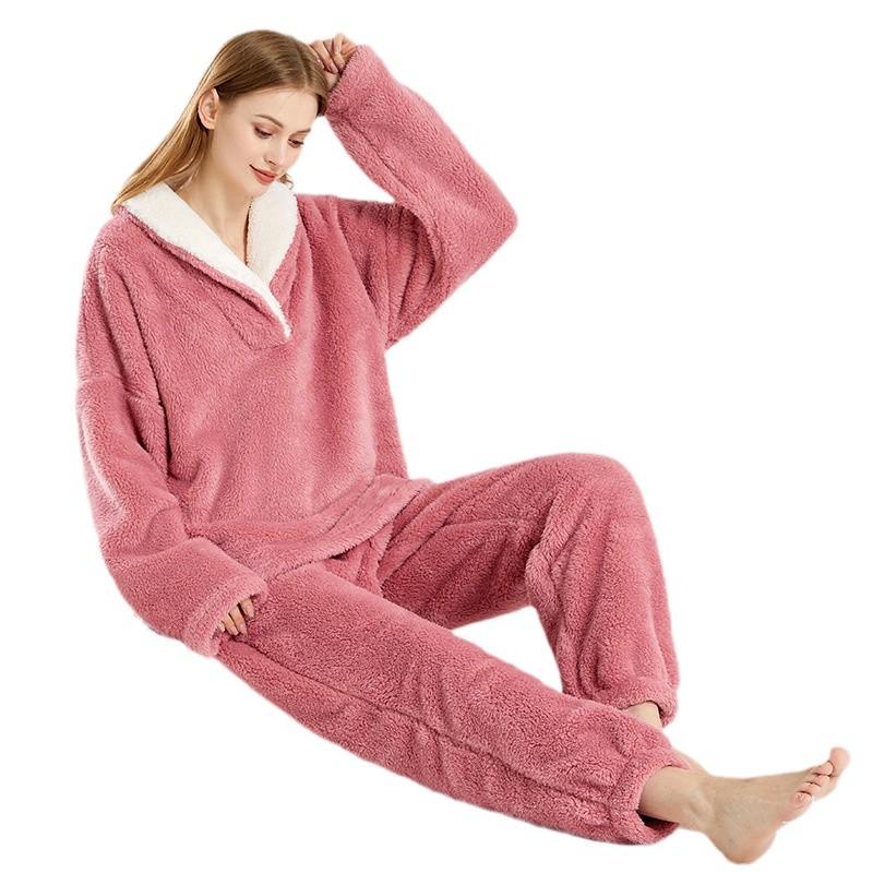 2025 Winter Women's Loose Cotton Fleece Pajama Set - European & American Christmas Homewear Hot Style