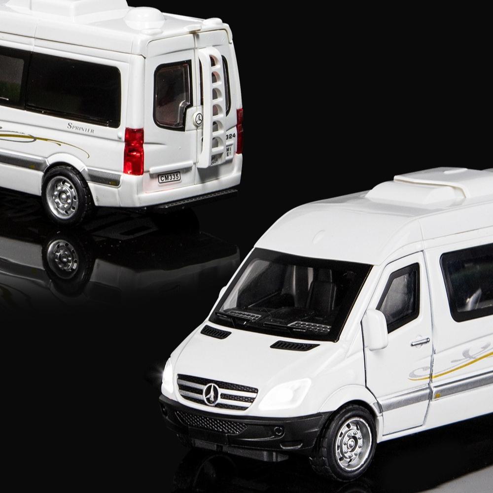 1:32 Sprinter Rv Toys Car Model Alloy Diecast Vehicles Pull Back With Light Mpv Van Miniature Models For Boy Gifts