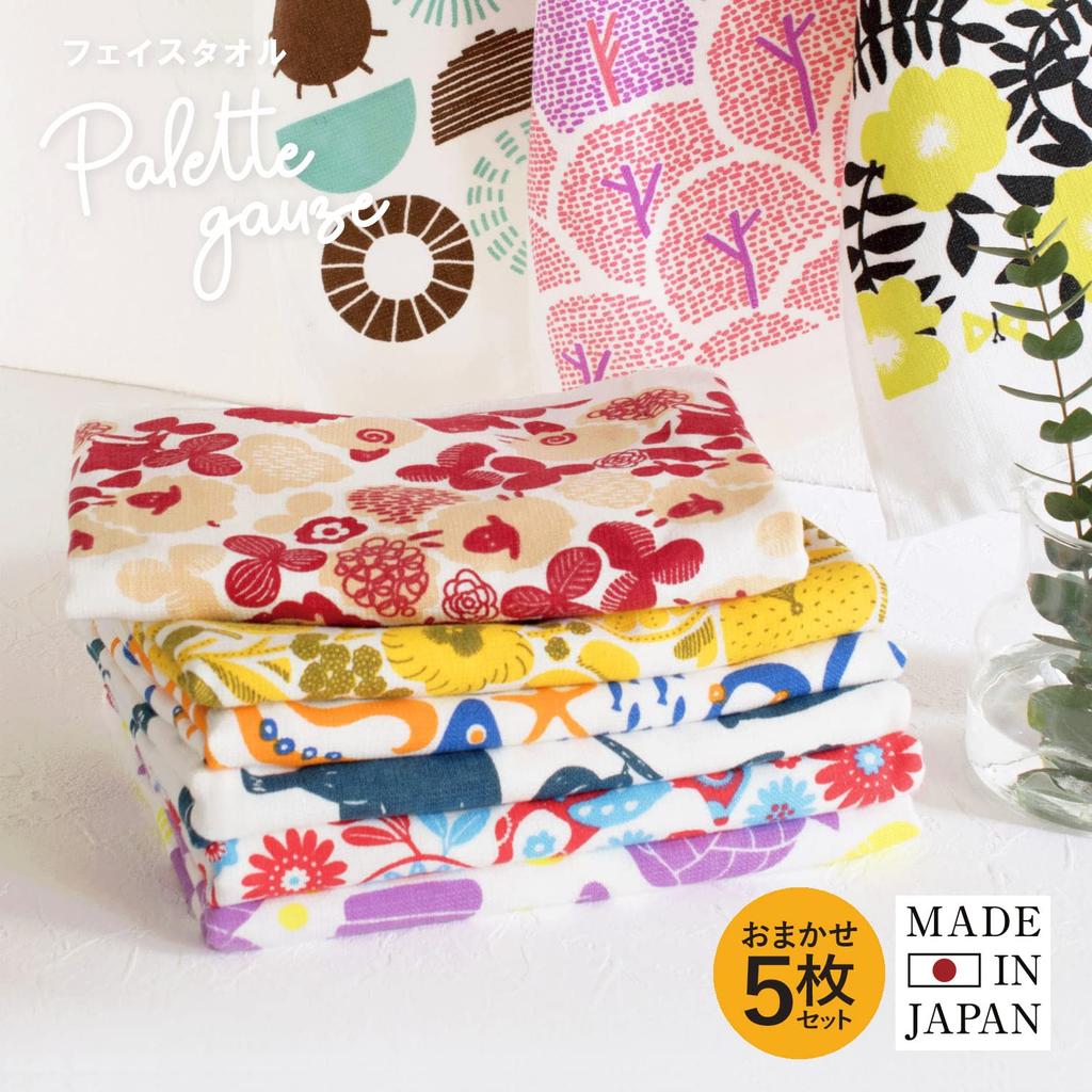 Transparan Gauze Face Palette Gauze Gauze Senshu Cotton Japanese-Made Towels, Towels, 5-Piece Set, Towels, Single-Sided Pile, Single-Sided Fabric,