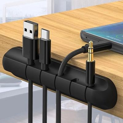 Kabelaufwicklung für den Schreibtisch, selbstklebend, mit 3/5/7 Clips, USB-Ladekabelhalter, mit Draht umwickeltes Kabel, Tisch-Organizer, Bürobedarf