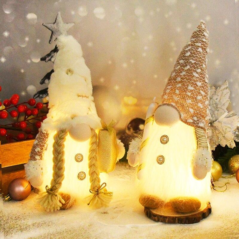 Merry Christmas LED Luminous Faceless Forest Old Man Elf Doll Ornament Navidad New Year Christmas Gift Children Faceless Doll