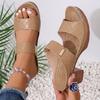 2025 Foreign Trade Summer New European and American Style One-word Solid Color Large Size Thick Heel Round Head Cool Slippers