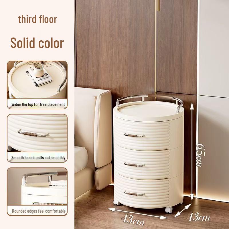 Round Storage Cabinet with Shelves and Drawers