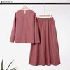 ZANZEA Women Long Sleeve Print Blouse and Long Skirts Muslim Two Piece Suit Sets