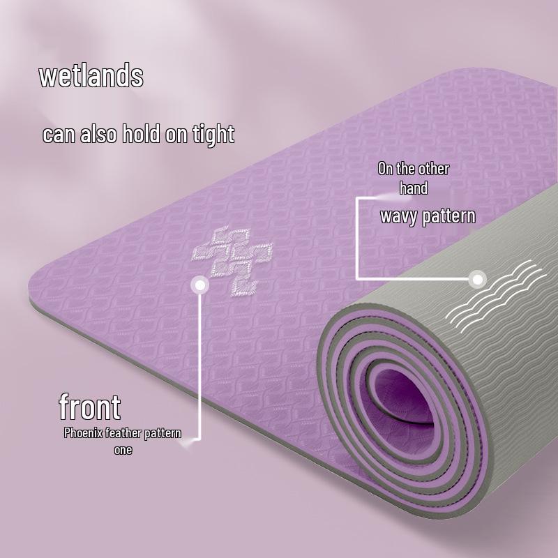Widened Double Layer Non-Slip TPE Yoga Mat, Thick Fitness Mat, Soundproof Jump Rope & Home Dance Mat