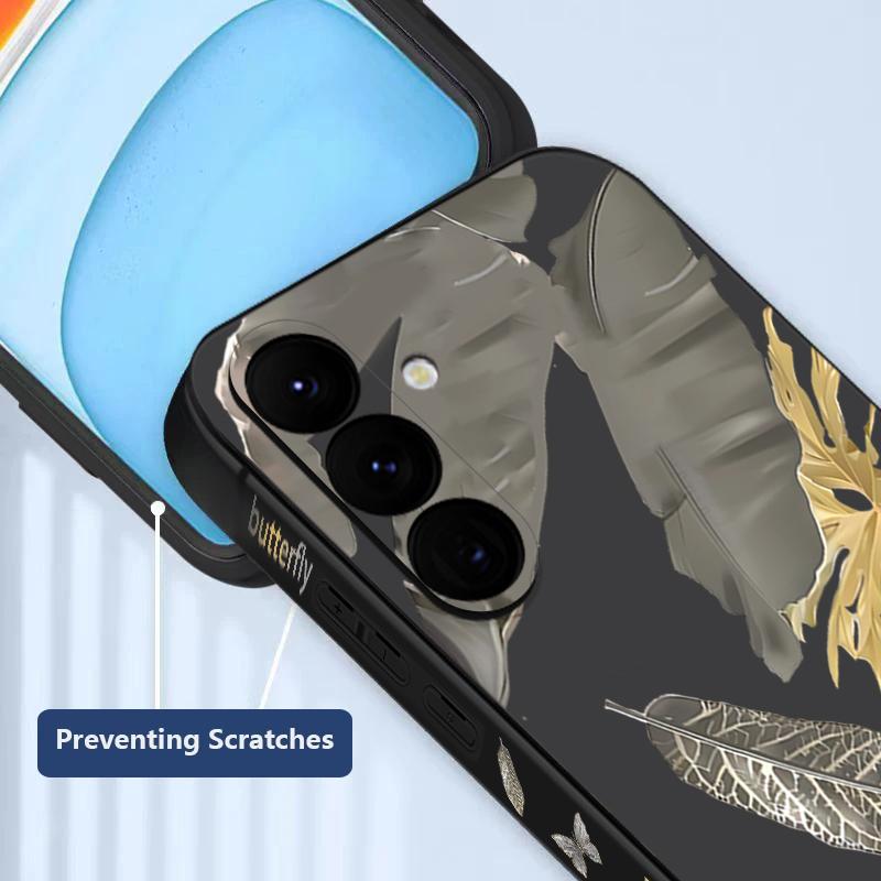 Withered Leaves Patterned Silicone Phone Cover For Samsung Galaxy A56 A17 A26 A16 A36 A55 A54 A53 A15 S24 S25 S25 S22 S23 Plus Lanyard Soft Cover