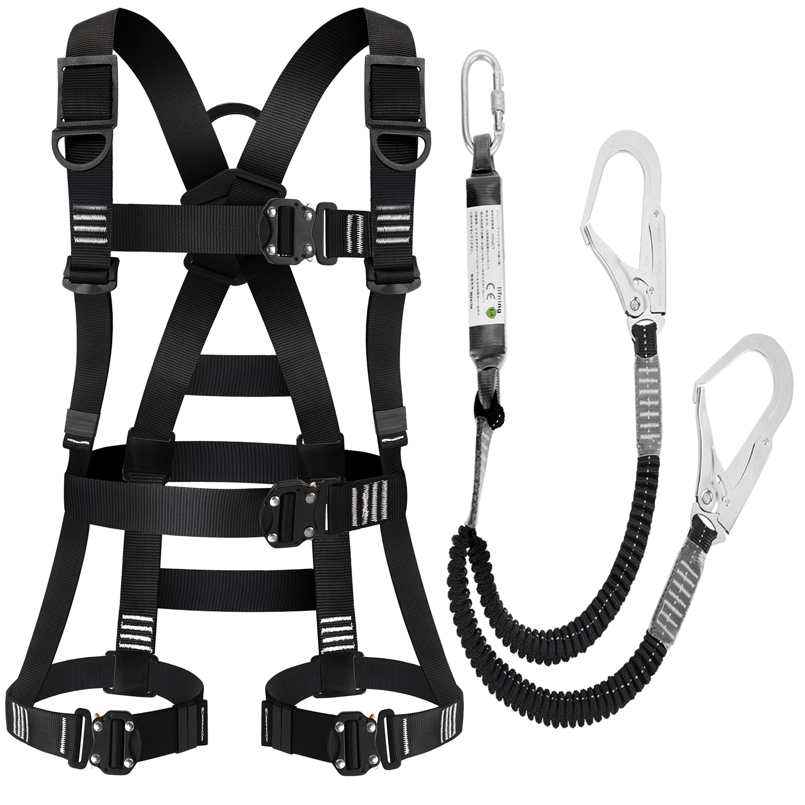 

Lifning Safety Новый Стандарт Страховочная Привязь Полнотелая Регулируемого Размера, Комплект, Устройство, (черный) чёрный