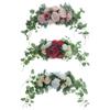 92MF Handmade Wedding Wreath Featurings Green and Artificial Rose Wall Hanging Ornament Perfect for Springtimes Decorations