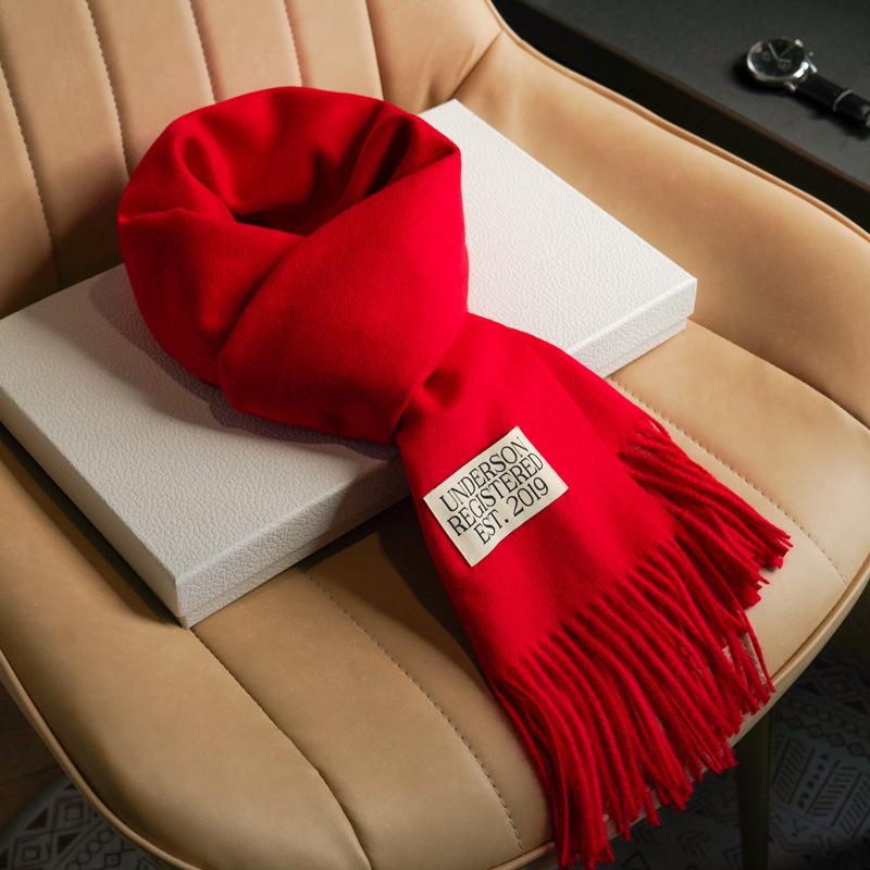 Imitation Cashmere Red Scarf Men's and Women's Winter Big Red Rabbit Shawl