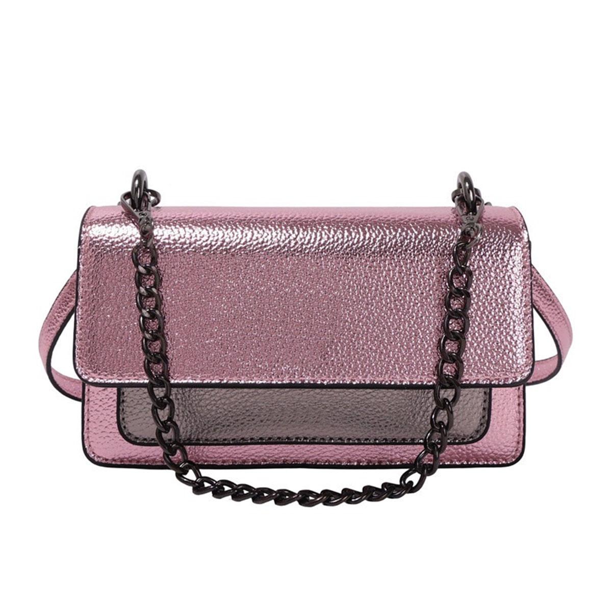 

Women s K-G Colorful Splicing Chain Bag Fashionable And Versatile Color Blocking Bag Single Shoulder Crossbody Bag рожевий