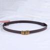 PU Leather Thin Retro Belts Gold Buckle Adjustable Women Belts Fashion Wild Skinny Waistbands Dress Jeans Pants Decorative Strap
