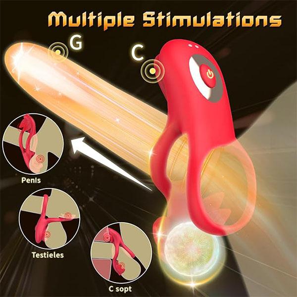 APP Clitoral Testicles Stimulator Vibrating Cock Ring Male Sex Toy Vibrating Penis Ring Vibrator with 9 Vibration Couples Adult Sex Toys for Men Women