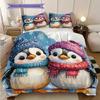 Penguin Pattern Bedding Quilt Set Quilt Cover Pillowcase Home Decoration Birthday Gift (1 * duvet cover + 2 * pillowcase, without core)