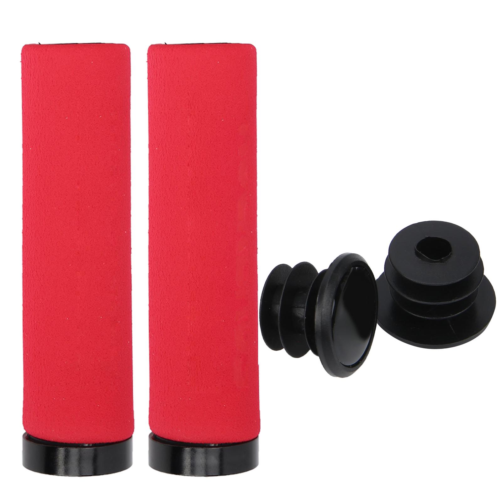 

Comfortable Sponge Bicycle Grips Bike Handlebar End Locking Grips Riding Accessory Red handle black ring