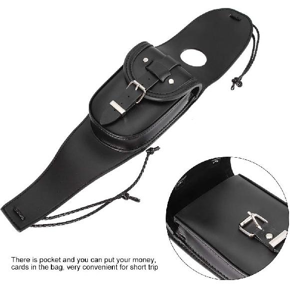 

Universal Motorcycle Fuel Bag, PU Leather Fuel Chap Cover Panel with Pouch Bag Black