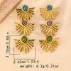 Retro fan-shaped stainless steel stud earrings, high-end gold earrings, niche design light luxury earrings