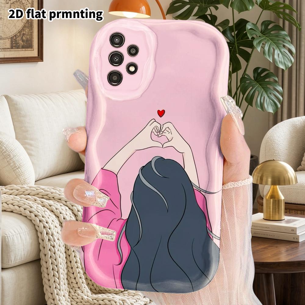 Phone Case: 2D Flat Samsung Galaxy A34 A35 M05 M06 S20 S22 S21 FE Plus 5G Protective Case, Couple Style, Girl Back View, Christmas and Halloween Gift