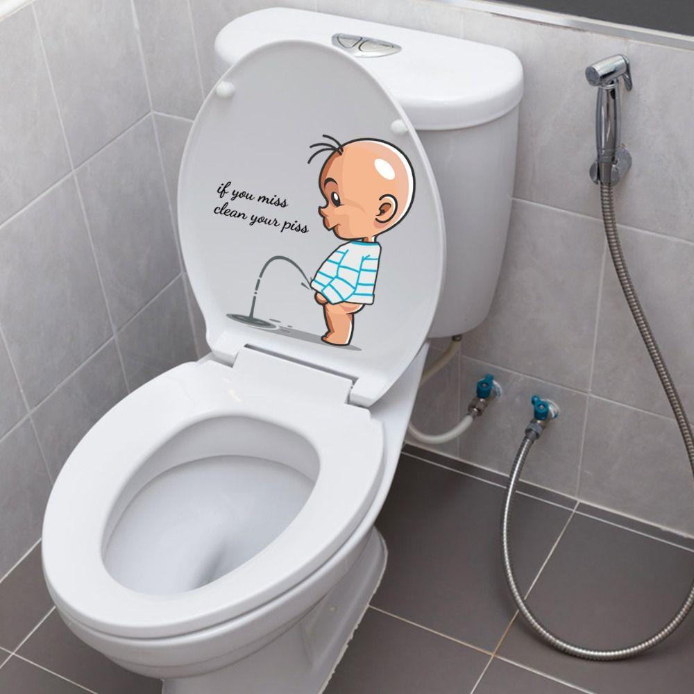 Self-adhesive Toilet Decals Easy to Scrub Bowl Lid Art Mural Children Pee Sticker  Children's Room