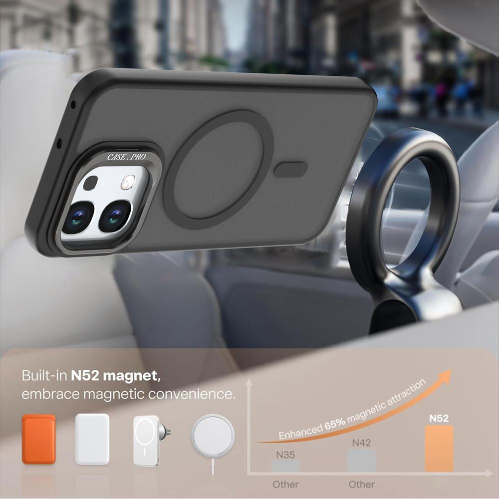 KEYSION Lens Stand Magnetic Phone Case for MagSafe for OPPO A6 Pro 5G Matte Translucent Shockproof Back Cover for OPPO A6 Pro