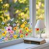 Spring Summer Flower Butterfly Window Cling Colorful Floral Window Sticker Removable Double-Sided Static Decals for Home Office Classroom Decor