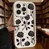 Schwarzes Rosenmuster Weiche TPU-Handyhülle für iPhone 17 16 15 14 13 12 11 Pro Max Plus Stoßfeste Anti-Rutsch-Abdeckung
