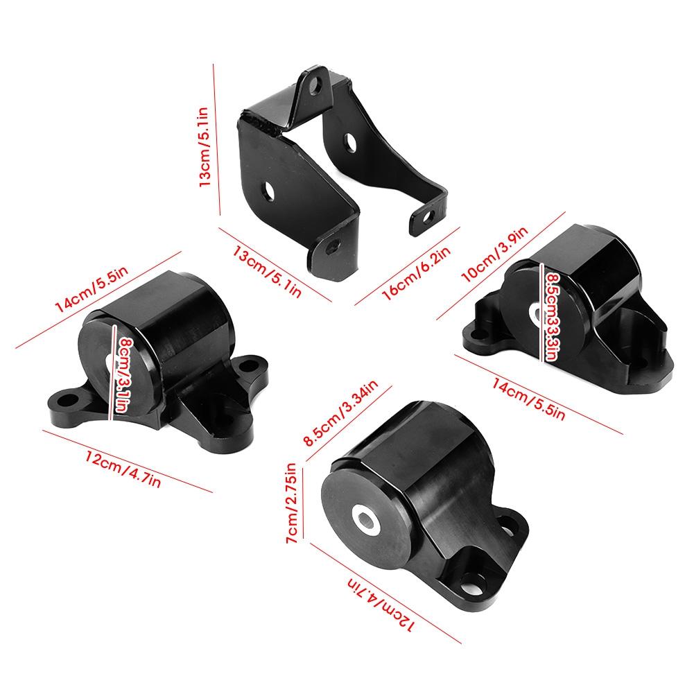 Aluminum B & D Series Engine Motor Mounts Bracket Kit Fit for Honda Civic 19962000 Black