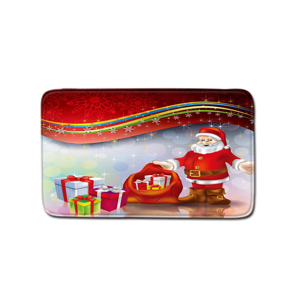 Christmas Home Door Mat Bathroom Toilet Shower Curtain Four-Piece Floor Mat Bedroom Absorbent Carpet