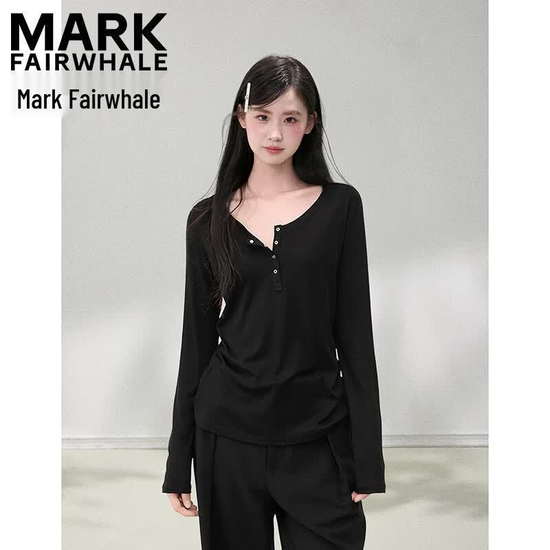 Mark Fairwhale Women's Henley Neck Long Sleeve T-Shirt