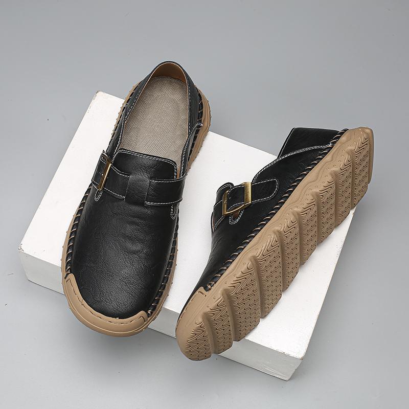 Fashion Leisure Walk Mens Loafers Fashion Slip on Flats Handmade Leather Casual Shoes Simple Moccasin Comfy Driving Footwear Boat Shoes
