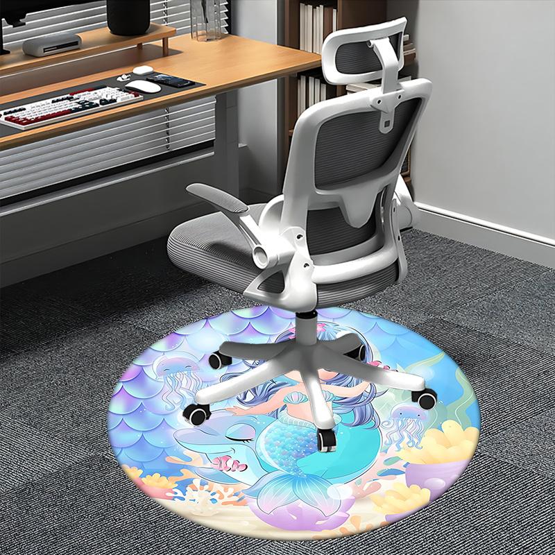 

Mermaid Office Carpet Chair Mats, Cute Underwater Fantasy Design for Home Decor, Office Carpet, Gift Idea for Adults, Suitable for Bedroom, Living Ro 80cm by 80cm