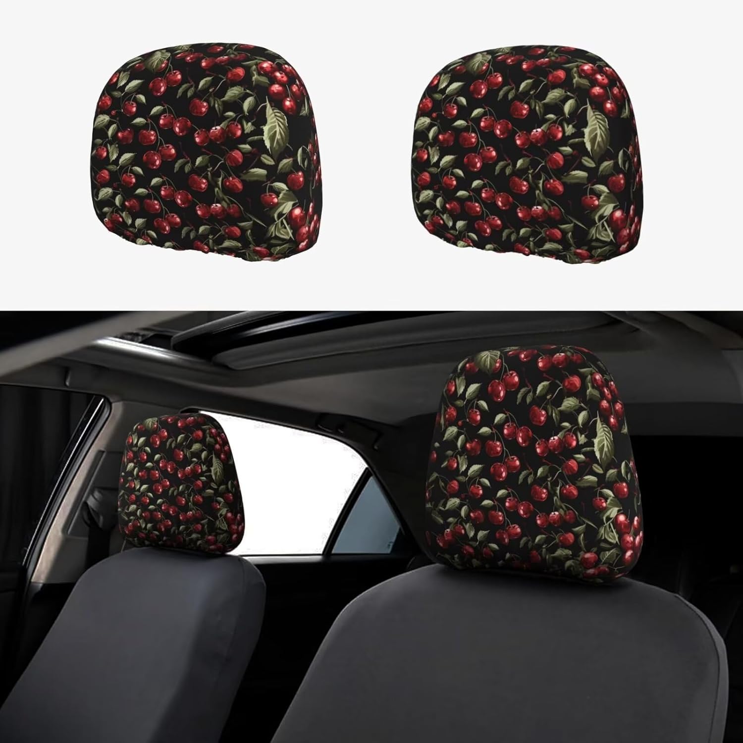 2 PCS Car Seat Headrest Cover Protector Black Leopard Soft Car Seat Head Rest Cover Animal Cheetah Vehicle Accessories Headrest Cover for Truck SUV вишня