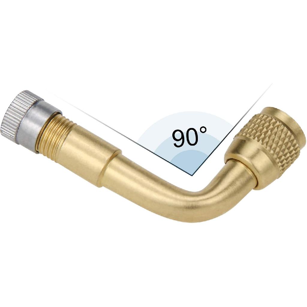 Mellbree 2-Pack Tire Valve Extension, 90 Degree Schrader Tire Valve Stem Extension Brass Adaptor Compatible for Passenger Cars, Stroller, Bicycles,