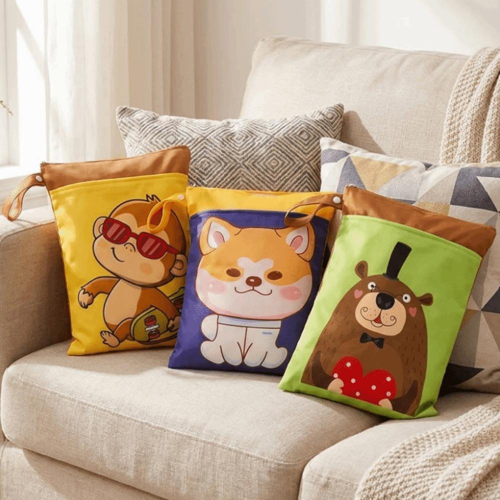 Waterproof Wet Dry Bag Cartoon Diaper Nappy Bag Stroller Bags Wet Storage Bag Gym