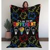 It's Okay To Be Different Throw - Awareness Plush, Reversible Shearling with Puzzle Design, Sensory-Friendly, All-Season Gift