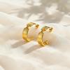 Stainless Steel C-shaped Irregular Texture Earrings for Women Geometric Stripe Metal Stud Earrings Gold Plated Statement Jewelry