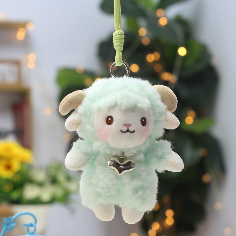 Soft Fluffy Lamb Plush Keychain with Necklace Durable Backpack Charm for Kids Birthday Holiday Souvenirs