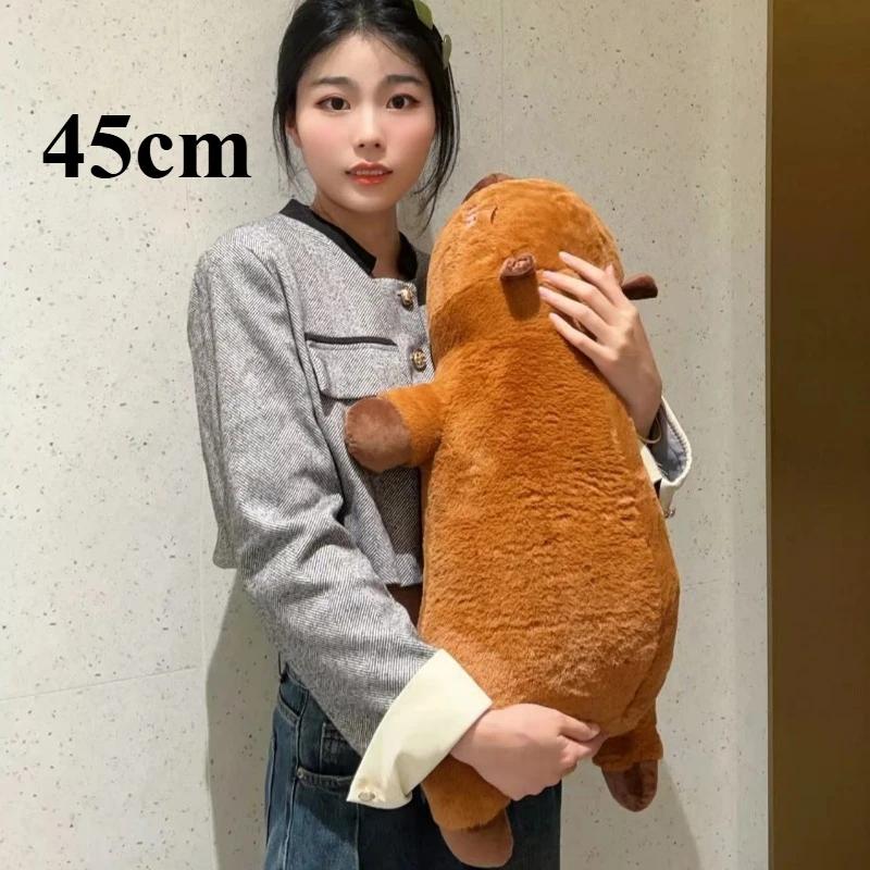 Kawaii Capybara Long Sleep Pillow Stuffed Capibara Plushie Cute Fluffy Doll Soft Sofa Cushion Nap Sleeping Toys for Home Bed
