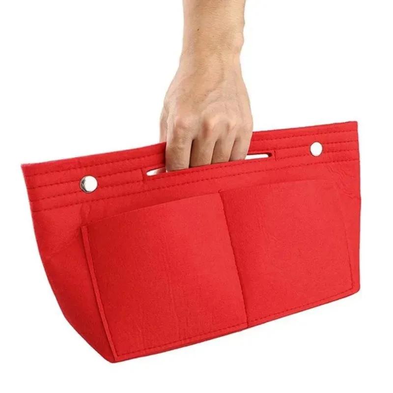 1 Pc Multi-Pocket Travel Insert Felt Organizer Bag Purse Handbag Portable Dorm Room Cosmetic Storage Bags Bathroom Organizer