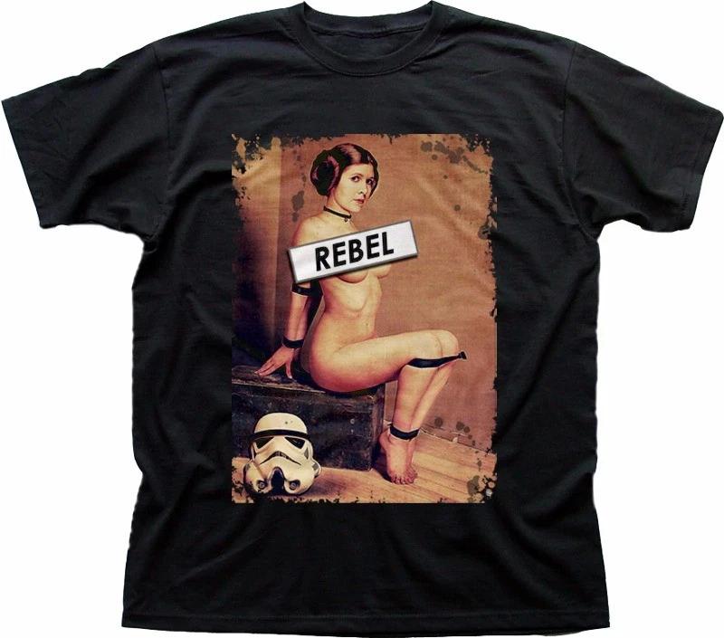 Star Wars inspired Princess Leia in bondage REBEL black cotton t-shirt OZ9355 XXL