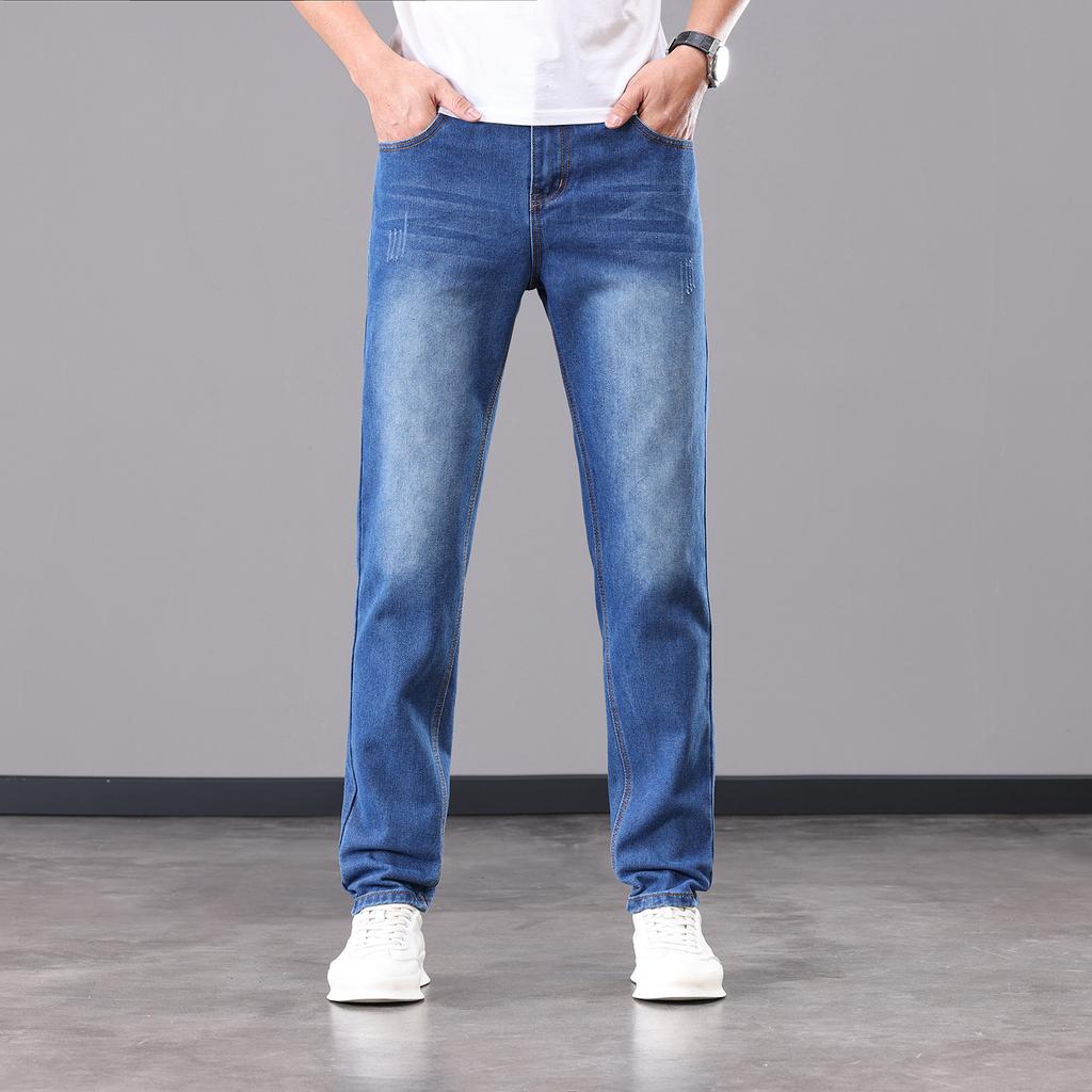 Plus Size Men's Jeans Oversized Distressed Denim Hip-Hop Style Skinny Fit Slim-Cutting Jeans