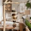 Wooden Parrot Chew Toy Toy, Pine Cone Bird Blocks Anxiety Relief Enrichment Cage Accessories for Small Medium Parrots Foraging Biting Beak Care