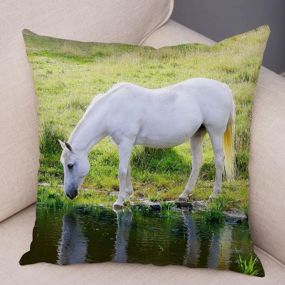 Wild Horse Cushion Cover Decor Animal Print Pillowcase  for Sofa Home Car Children Room Super Soft Plush Pillow Case 45x45cm
