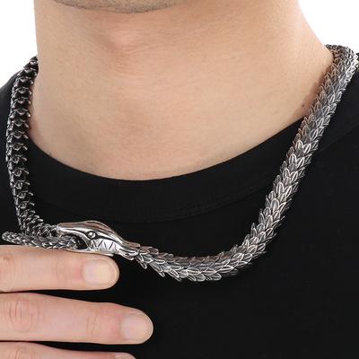 Massive Zodiac Snake Body Link Chain Choker Necklace Man Solid Stainless Steel Necklaces for Men Vintage Male Jewelry Accessory