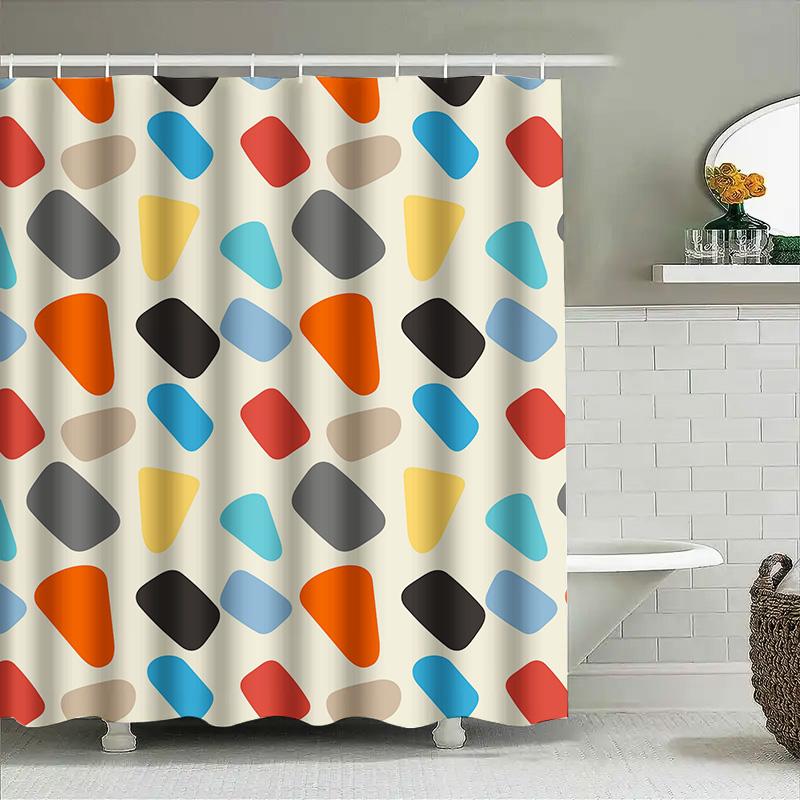 Vintage Style Shower Curtain with Pink and Orange Stars Decorative Waterproof Fabric for Bathroom Decoration Size: 72 X 72 Inche