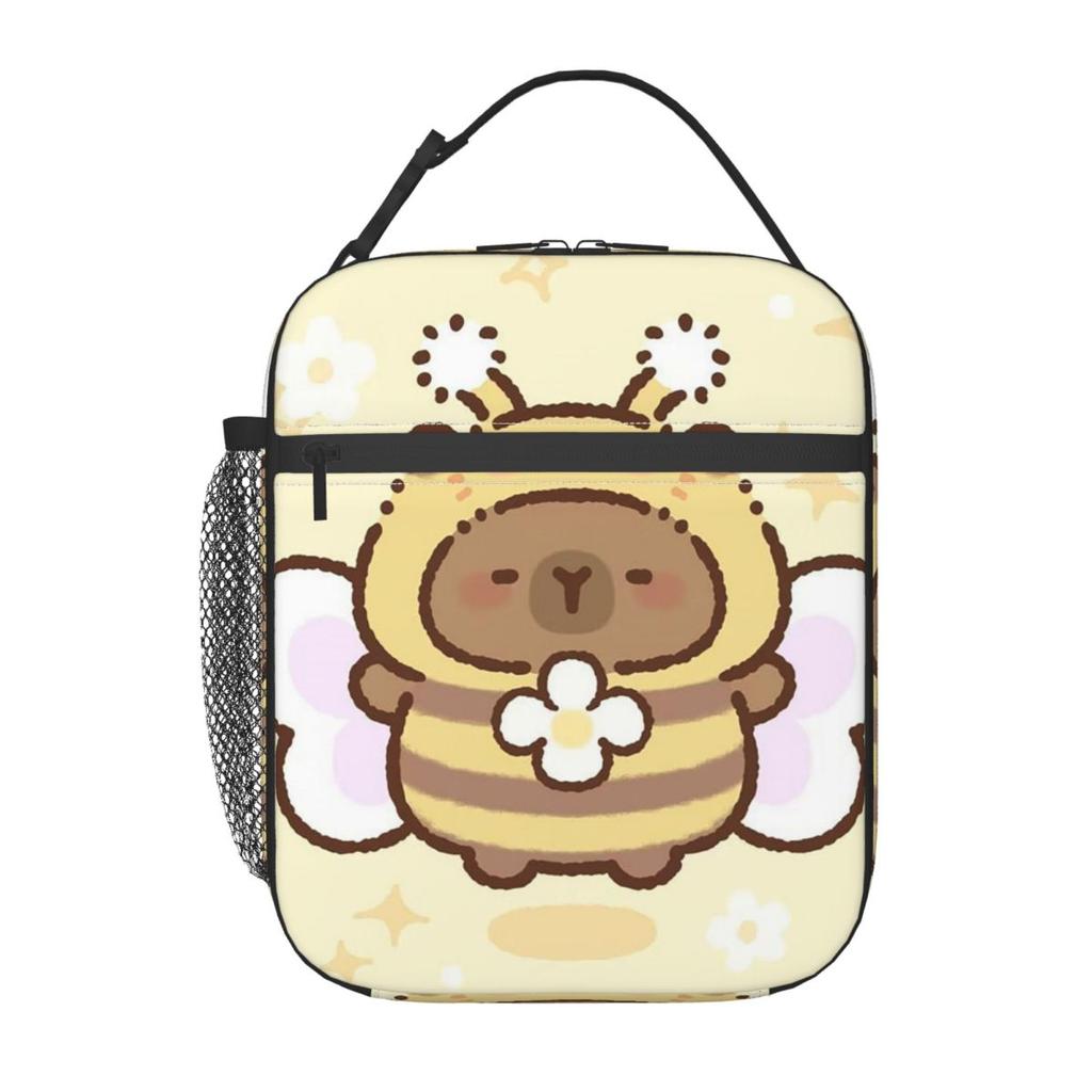 Bee And Capybara Bee Cappy Insulated Lunch Bag for Women Children Portable Food Boxes Thermal Lunch Box Tote