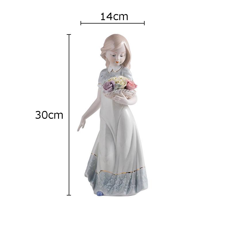 European Girl Character Ceramic Statue Desk Decoration Cute Girl Porcelain Crafts Painted Figures Sculpture Modern Home Decor