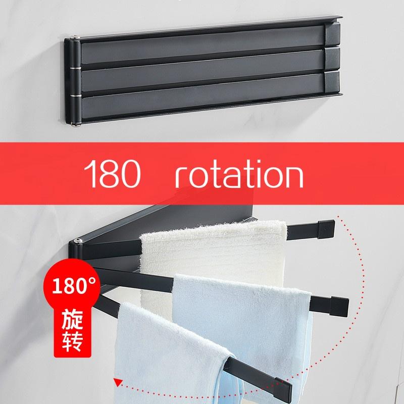 Black Simplicity Stainless Steel Towel Bar Rotating Towel Rack Bathroom Towel Rack Accessory
